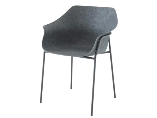 Chaise moderne en feutre recyclé avec structure métal – Gris clair
