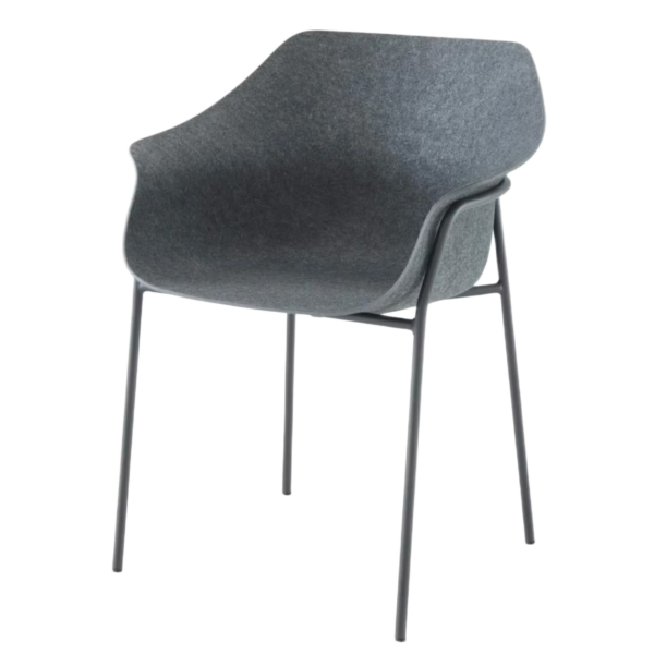 Chaise moderne en feutre recyclé avec structure métal – Gris clair