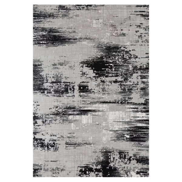 Tapis moderne à motifs abstraits – Noir & gris