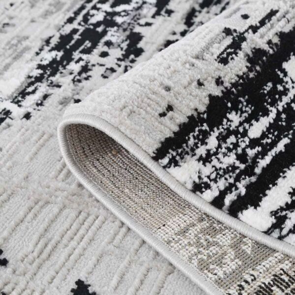 Tapis moderne à motifs abstraits – Noir & gris – Image 3