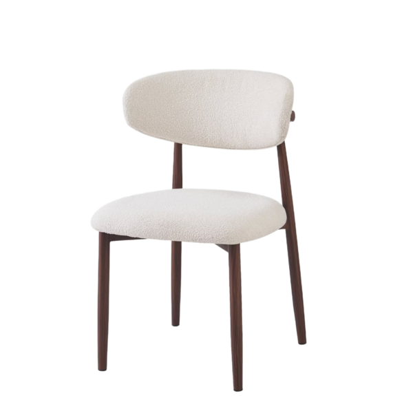 Chaise de salle à manger scandinave en tissu – Assise rembourrée et pieds bois foncé